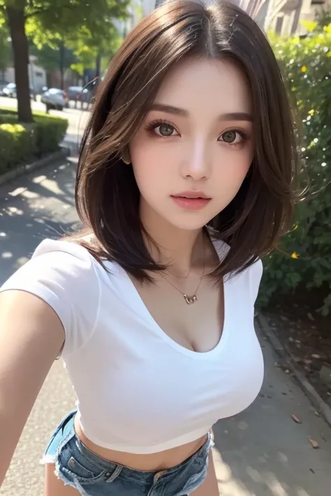   best quality,    ultra-fine , ( Realistic: 1.4), 8k resolution,   1 girl, (Random Hair: 1.3), (Realistic hair: 1.2), (Georgia Girl   : 1.2), ( REAL EYES  : 1.2), (Beautiful Face: 1.3),  Slender body , White and glowing skin,  Big Breasts, Neckline, (Mid ...