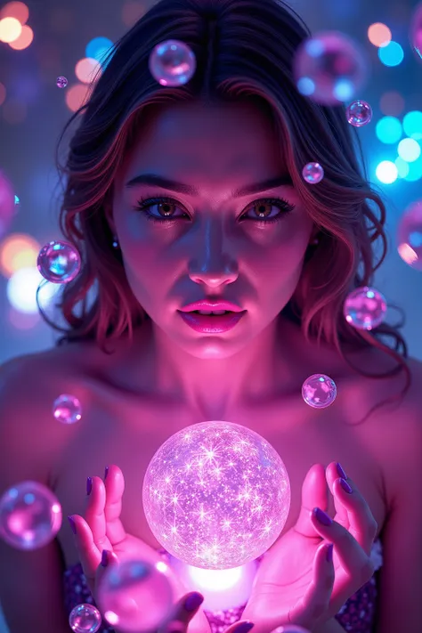 LSD, DMT imagery. octane render. Bright neon bright colors, A beautiful woman is created in a prompt. The new life breaks out and is born, spilling into the universe unexpectedly. Ultra detailed, ultra realistic,Pixel Assets,Portrait photography,surrealism...