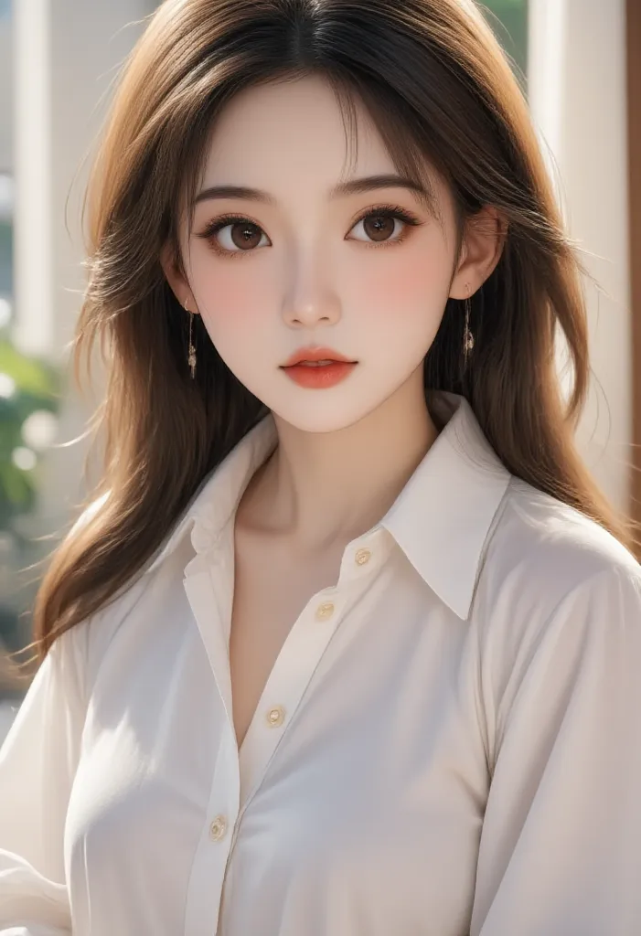 asian ，Fairy-like face， round chin ，Cute Nose，Big Eyes，Overall Color Value Outstanding