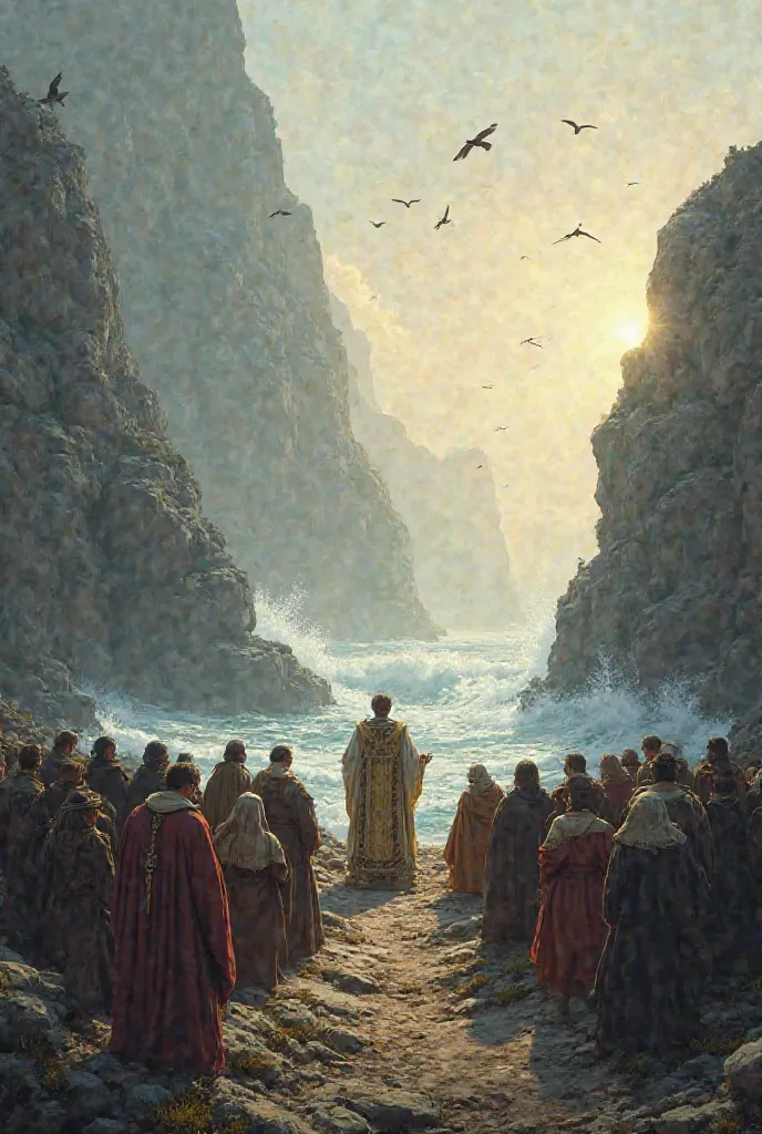 A Sunday mass on a rocky beach in the Magellan Strait in the 16th century 