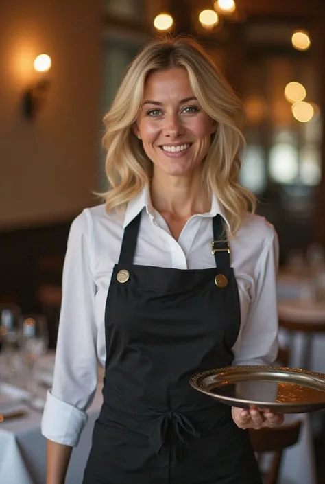 The president of Italy Giorgia Meloni with blonde hair, dressed in a neat waiter’s uniform, moved gracefully between tables in the bustling restaurant. A tray balanced expertly in her hand, she greeted guests with a warm smile, ensuring every customer felt...