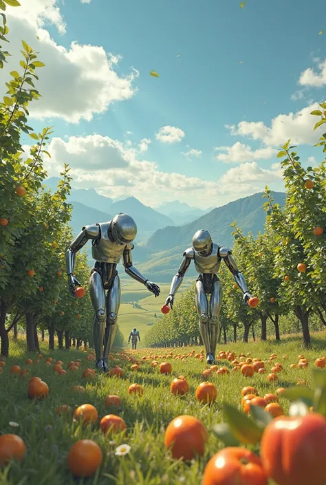 Humanoid robots picking fruit