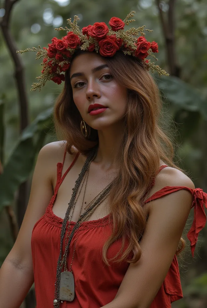 An Award-Winning Masterpiece in High Quality, HD, HDR, (photo realistic) Fine Art Photo Magazine in the Style of Intriguing Fine Art: Bohemian Rhapsody: Embrace the free-spirited sensual sleazy boho style with a flowing short maxi dress, layered jewelry, a...