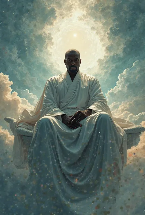 Black man sitting in the sky 