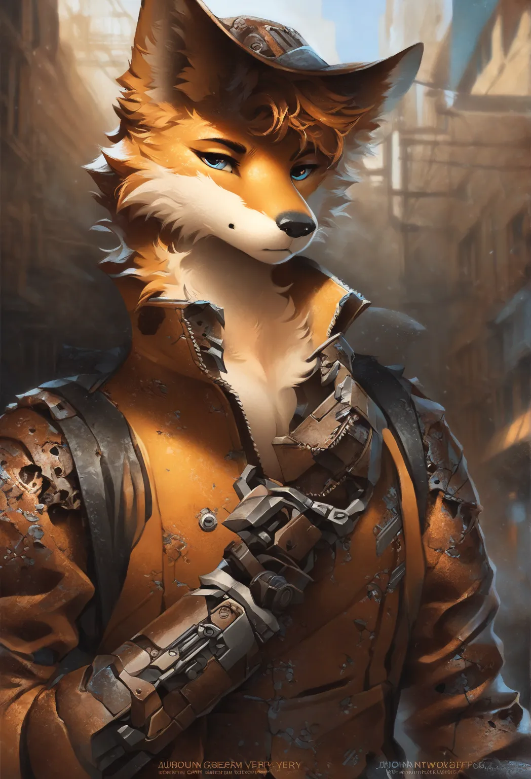 cover page,  highres, top quality, best quality,  paid reward available , unparalleled masterpiece, masterpiece perfeita, absurdities, High-quality illustrations by Johannes Vermeer, dark_Fantasy,  Cyberpunk,  steam punk (super handsome boy, single, kemono...