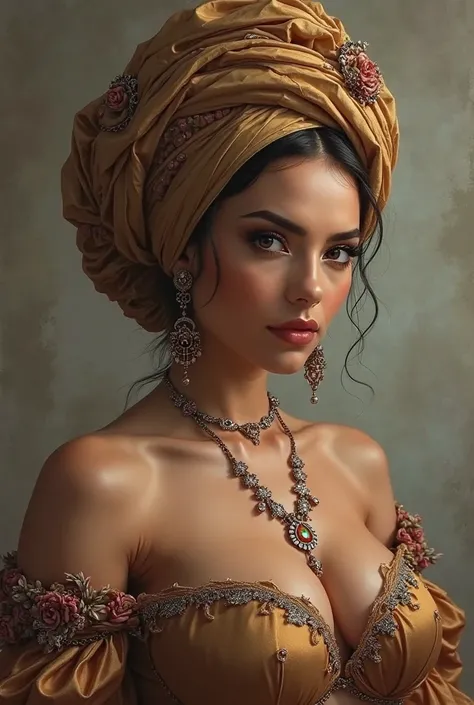 Draw busty woman in turban 