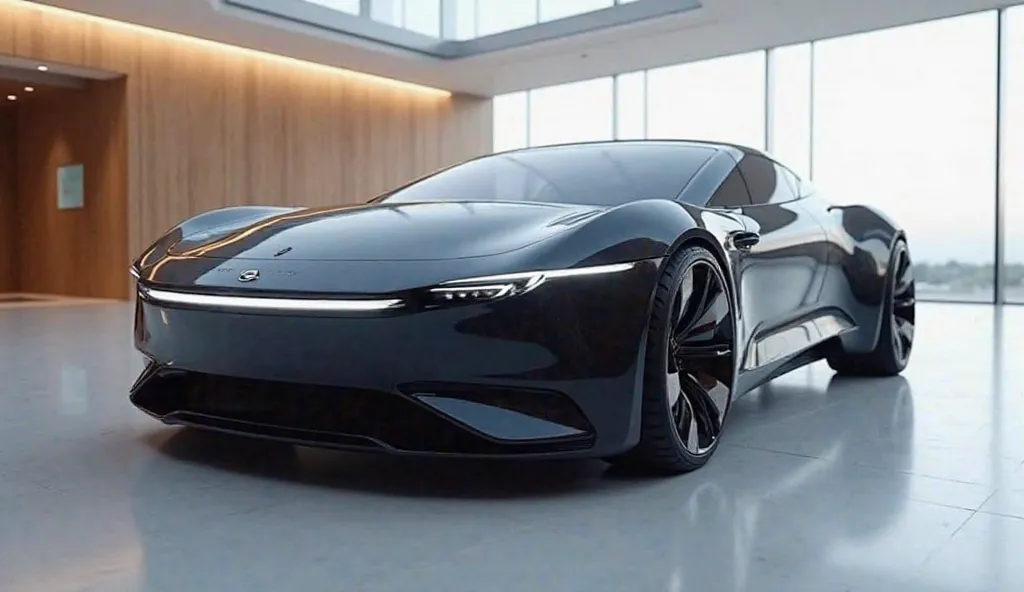 Image of 2025 Tata Avinya  concept EV in showroom in black colour front side