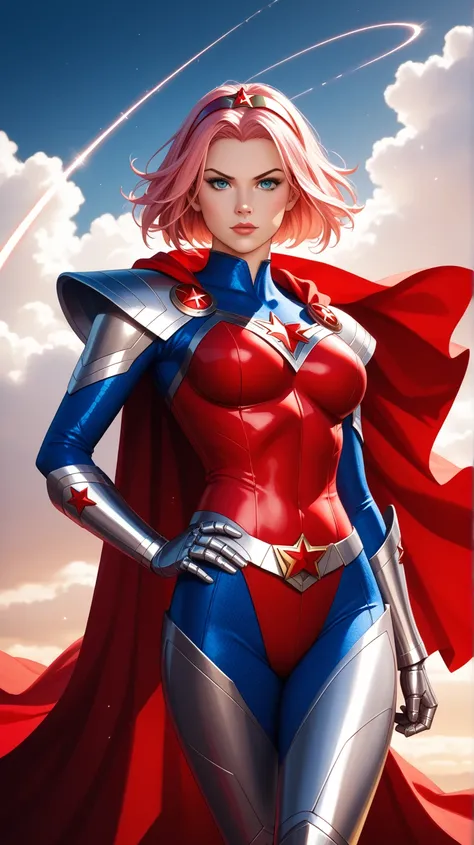 Haruno Sakura Wearing Sexy Superwoman Outfit with sexy pose