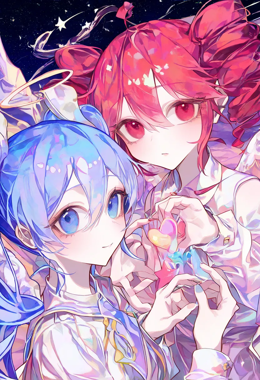 two girls,cocoballking_style,transparent illustration, ,High image quality, easy-to-read lines, crisp colors、kasane teto and HatsuneMiku, kasaneteto{red hair, drill hair, twintails, red eyes}, HatsuneMiku{skyblue hair, twin tail, skyblue eyes}, style5,4K,8...