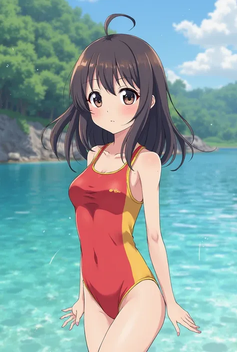 1 girl school swimsuit anime style