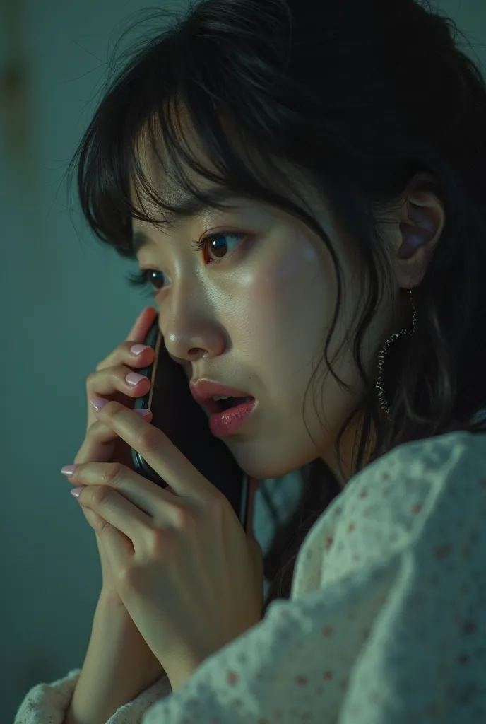 Iu talking on the phone crying inconsolably