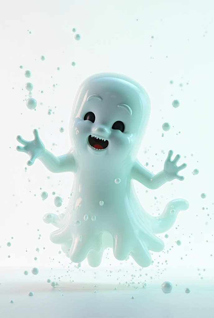 3d cartoon image of a poltergeist throwing something, white background or no background