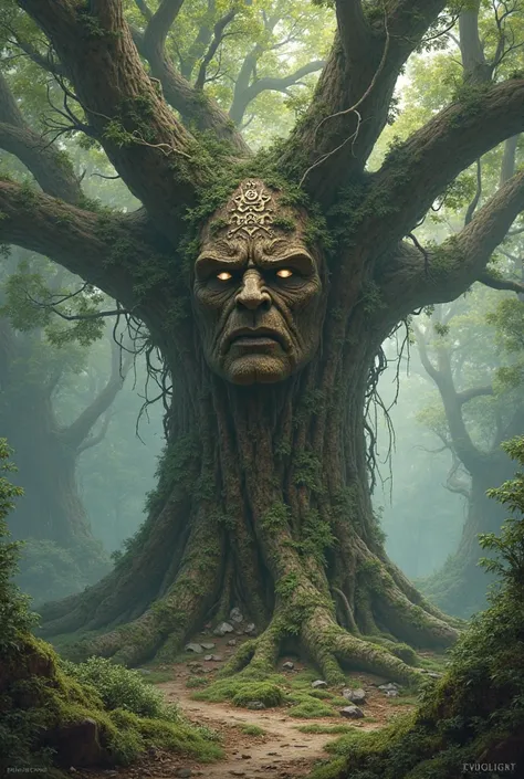 old magic knowledgeable tree but it has  a face