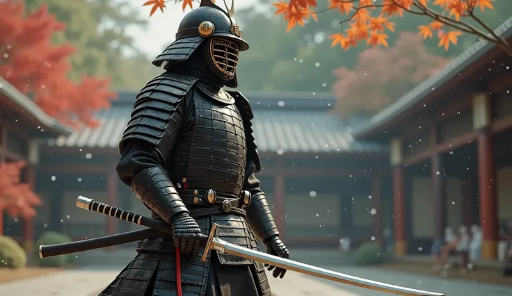 (photorealism:1.2), 8k resolution image of kendo fighter in armor with shinai, shinai,  full HD 1980x1080