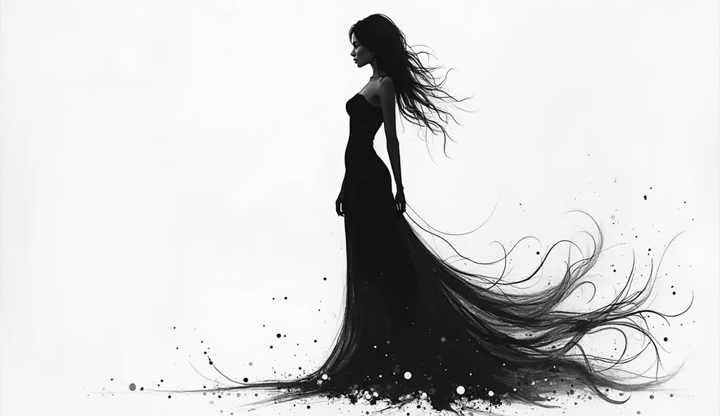 black and white art of female silhouette