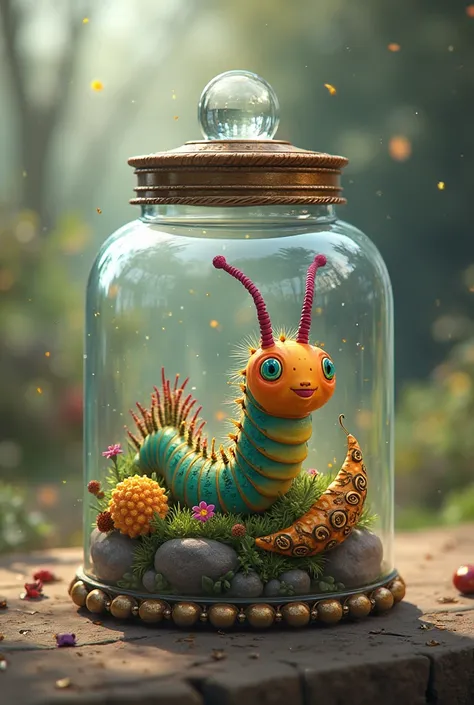 A jar with a caterpillar and a hornous for his work in the YouTube avatar 