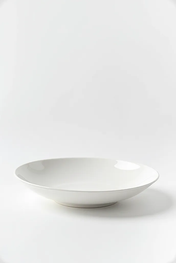 white plate, On a white background, removed from the side profile