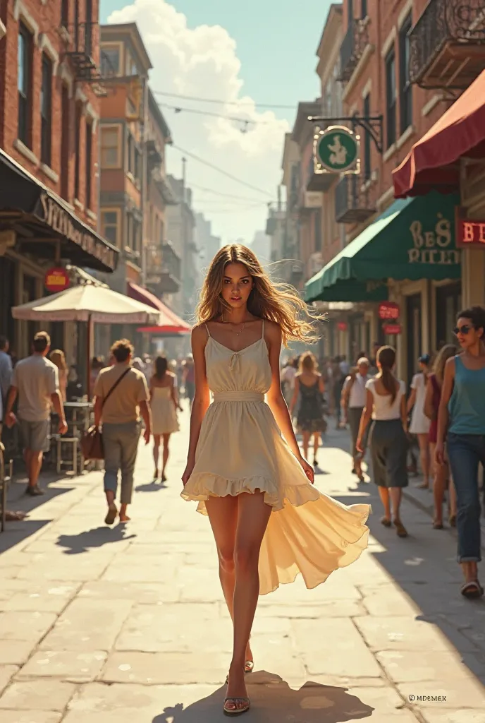 A girl walking in a street