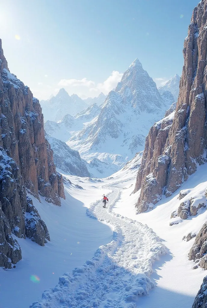 Path in the mountain to access skiing