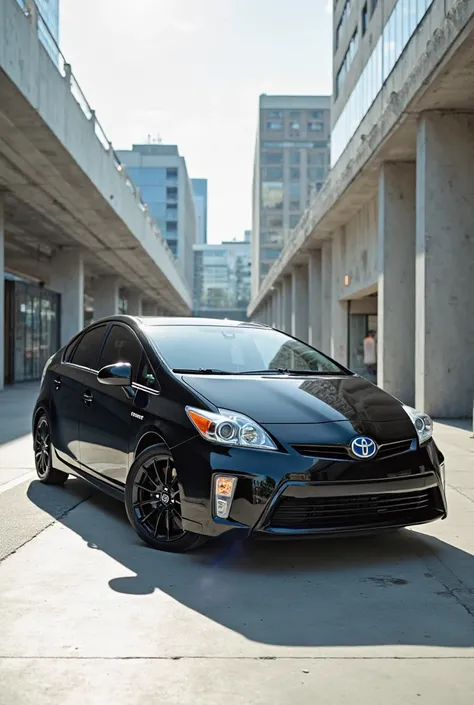 A black 2012 Toyota Prius with black finishes