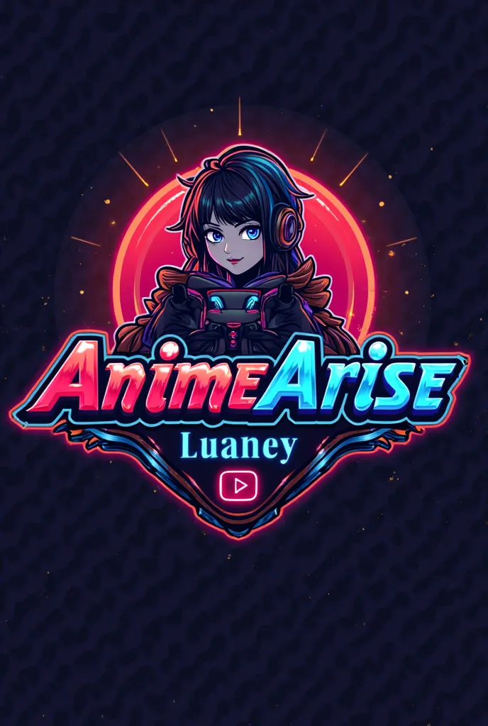 This is a gaming logo that features the name " AnimeArise " in a futuristic font and a neon red and blue color. and Anime avtar, The logo also has a stylized controller icon and a YouTube play button in the background. The logo is designed to be attractive...