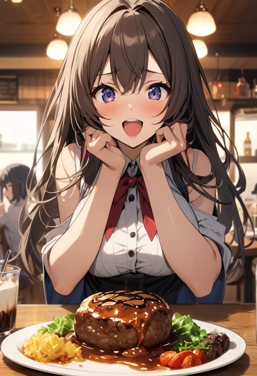 Hamburg steak and a beautiful girl