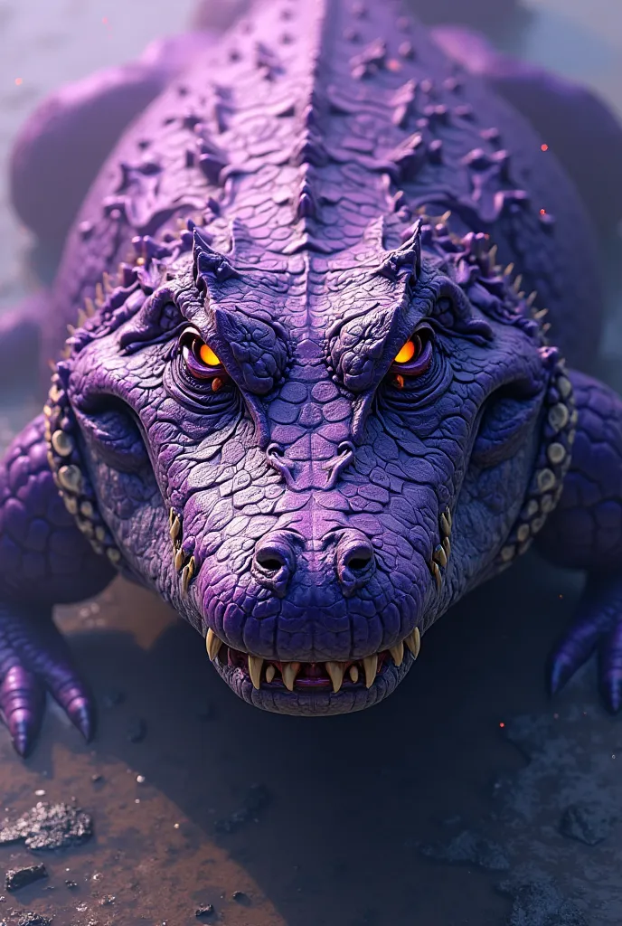 Make a very expressive crocodile avatar in purple