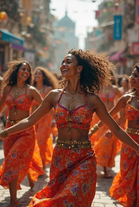 Women dancing in the street 