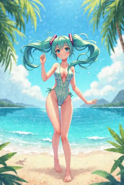 Generate Miku in a swimsuit