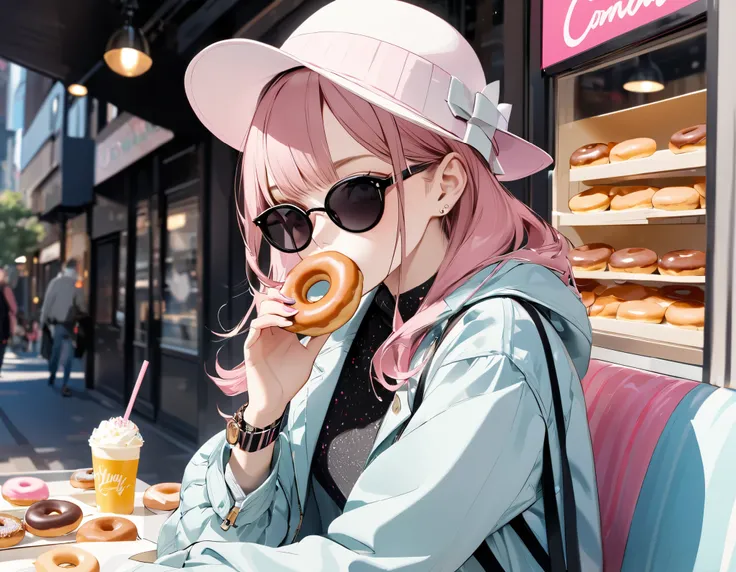  eating donuts , stylish, Very Cool!, 