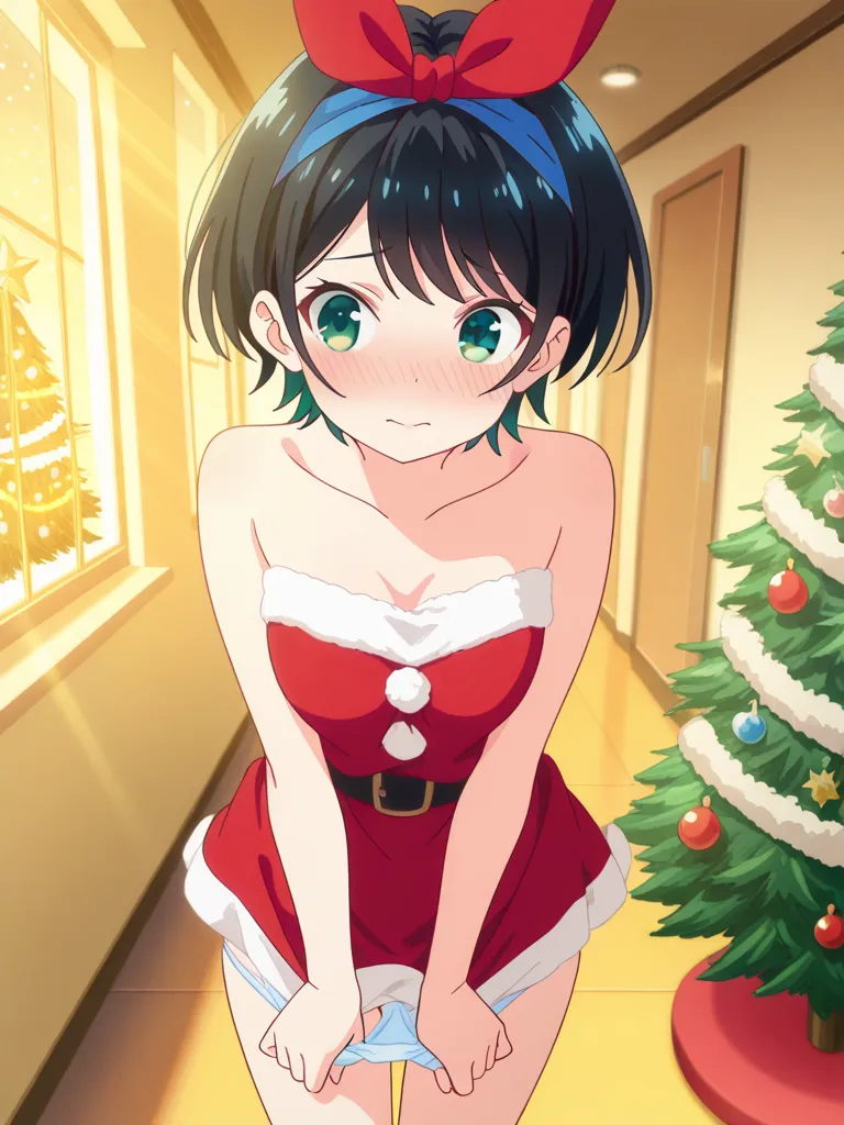 1girl, ruka sarashina \(Rent a Girlfriend\), ((best quality:1.4,beautiful detailed eyes)), anime screencap, masterpiece, best quality, solo, A young This is a side-by-side photograph of a young ruka sarashina, short hair, bangs, black hair, lighy green eye...