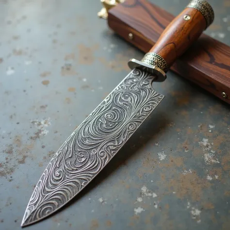 demascus knife with beautiful grafics