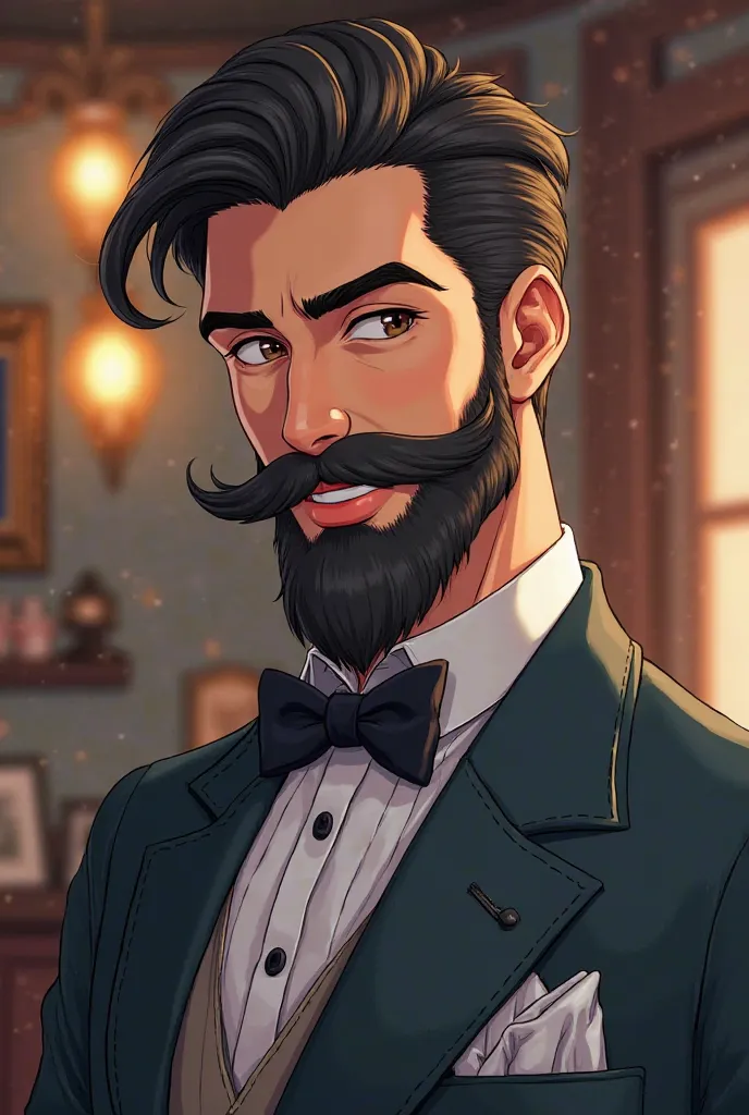 A nice man with a dandy beard　anime style