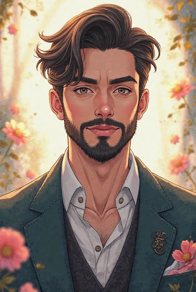 Nice handsome guy with a dandy beard　anime style