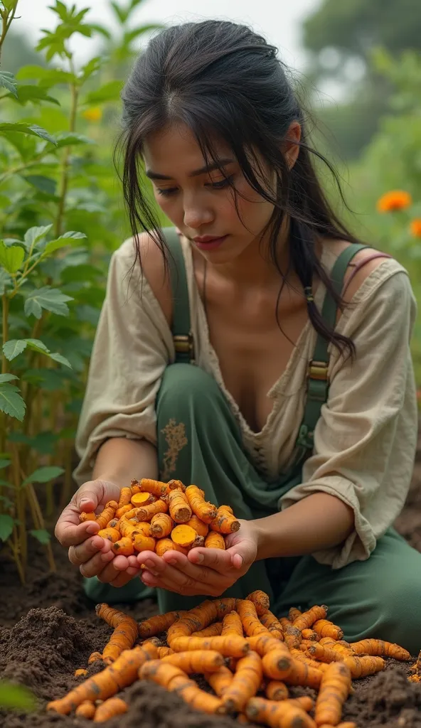 Female character raises turmeric, with the words 'Art — Natural Poison'