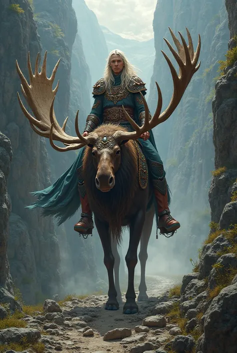 Thranduil with his giant moose on a dangerous road