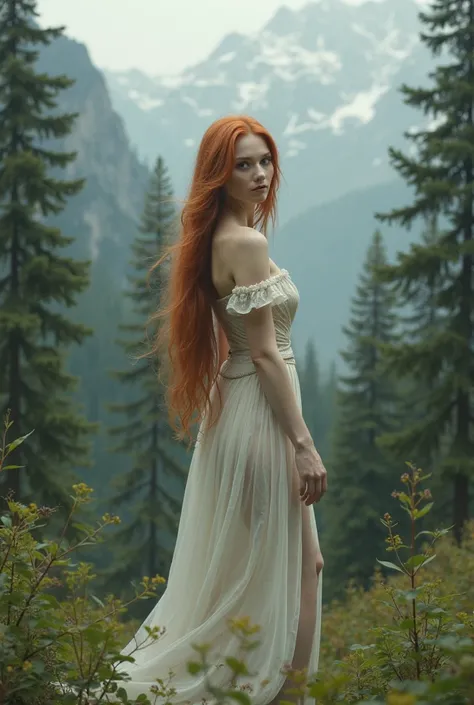 I dont know if there exists a word that will describe on how strikingly beautiful she is. bewitching siren green eyes, auburn colored hair, as thin and as tall as me, pale skin, her primrose colored lips a full up lips. 
standing in the middle of the mount...