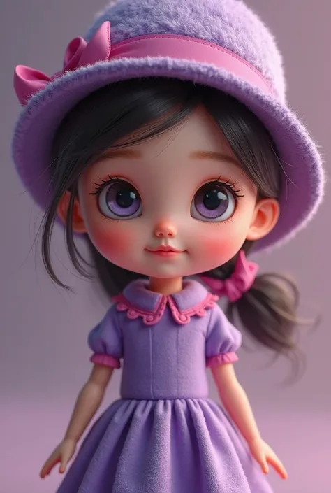 a close up of a doll wearing a purple dress and a purple hat, a picture by Li Song, trending on cg society, fantasy art, cute digital art, cute cartoon character, adorable digital painting, cute and lovely, cute beautiful, cute cartoon, lovely and cute, cu...