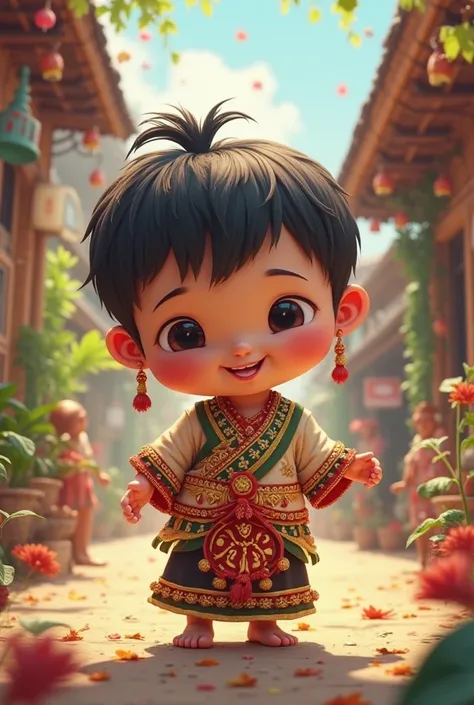 Give me a chibi wearing traditional costume of pilipinos