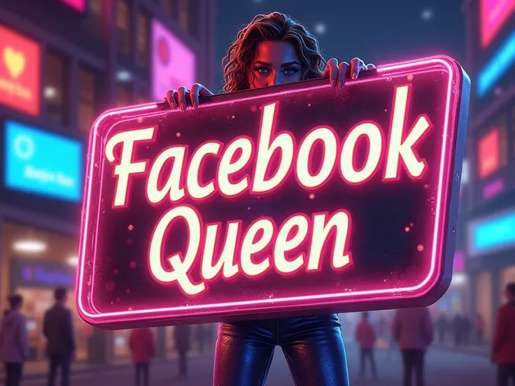 Can you create a sign with the words: Facebook Queen? Make sure it's only the sign.