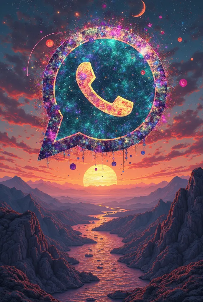 Symbolism, Multicolor, psychedelic, sunset, Whatsapp logo