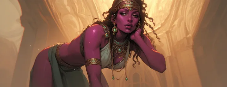 Sexual creature. Ancient Sex Djinn. Intricate psychedelic skin. Beautiful appearance. dnd character.  dnd.