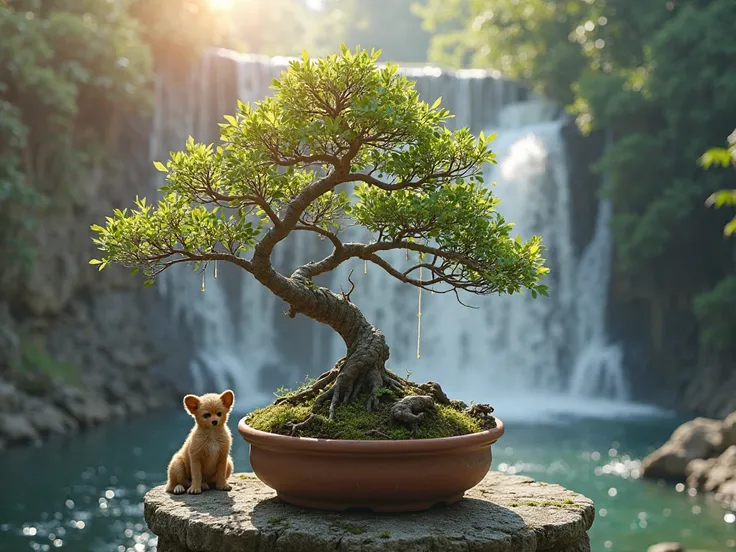  Portrait, Bonsai . It has small flowers, plump stems, beautiful foundations, twisted stems, rough old skin, stems with white dry carcasses, branches bent low like hanging from a cliff, beautiful bushes, in tall clay pots, furry dogs next to it, perched on...