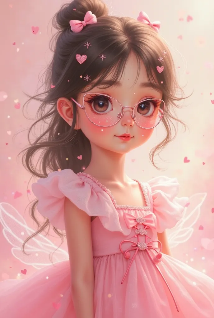  A sweet girl she was all in pink and pink she had a pink heart hair clip a big not these little glitter things and then a small bow on her glasses omg I died 🥺