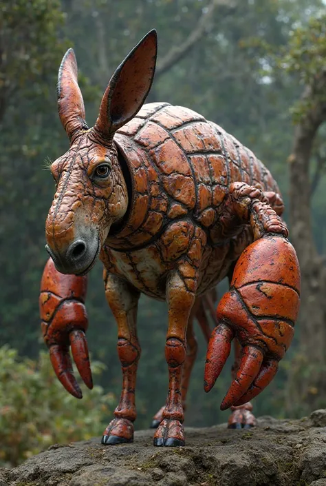 Donkey with lobster skin in realistic image