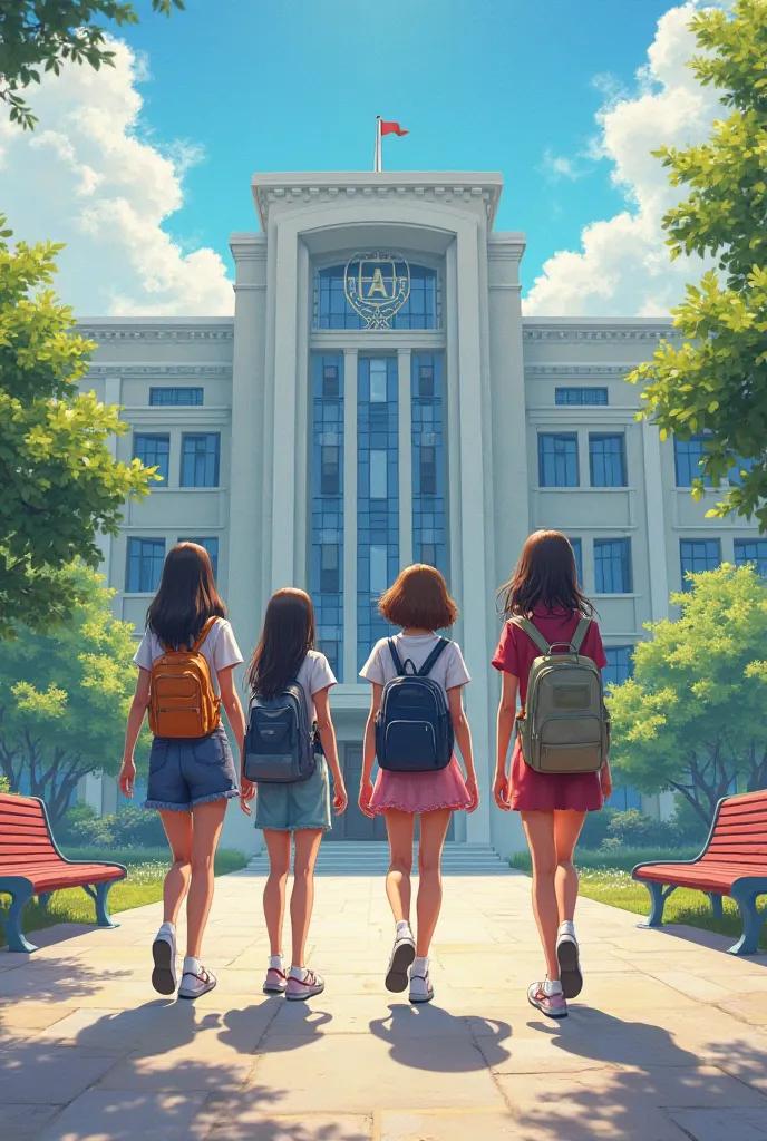 A group of girls entering high school