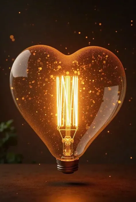 Three-dimensional transparent glass heart-shaped light bulb