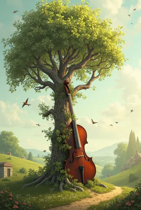 A tree with the body of a cello