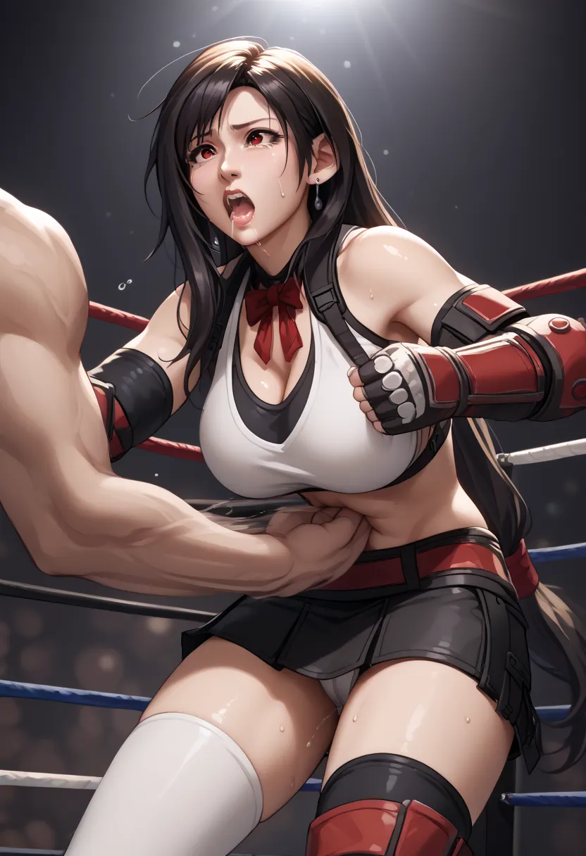 Score_9, Score_8_up, Score_7_up, Score_6_up, Score_5_up, Score_4_up, Source_anime, Tag1, Tag2, Quality_masterpiece, Anatomically correct, detailed skin, 1girl, detailed face, young girl, glistering skin,big breasts, cleavage,tifa,perfect finger, Sensual gi...