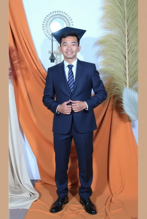 Indonesian man wearing suit and tie with neat hair 